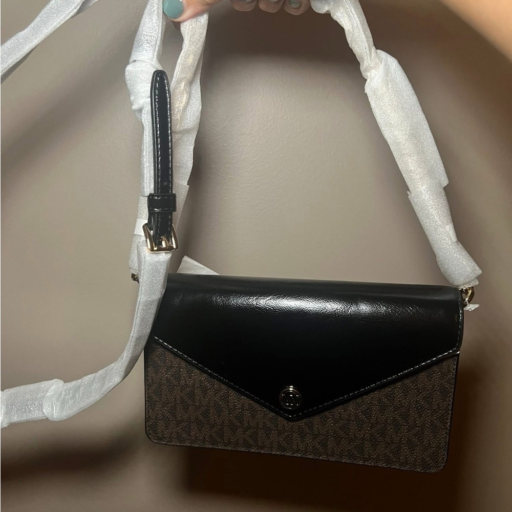 Michael Kors Black and Brown Crossbody Bag